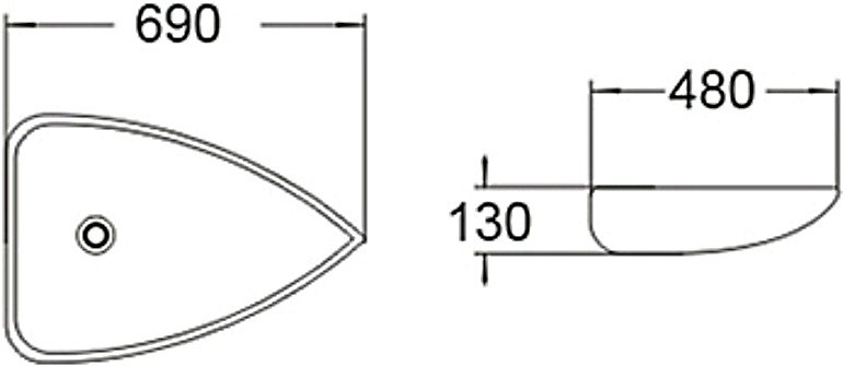 SantiLine SL-1033 раковина накладная 69 см