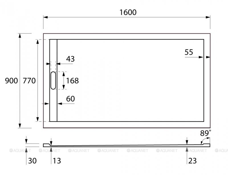 Cezares TRAY-AS-AH-160/90-30-W душевой поддон литьевой мрамор 160*90*3