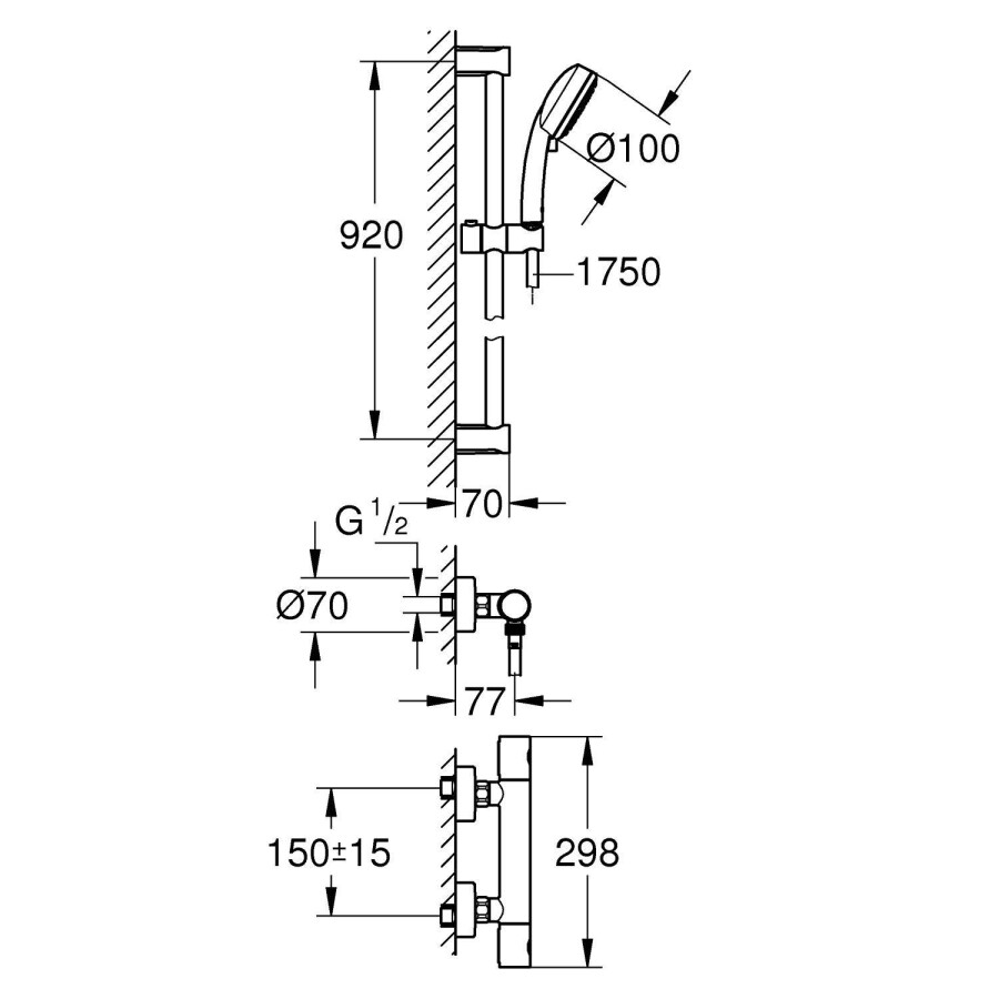 Grohe Grohtherm 800 Cosmopolitan 34769000 смеситель для душа хром