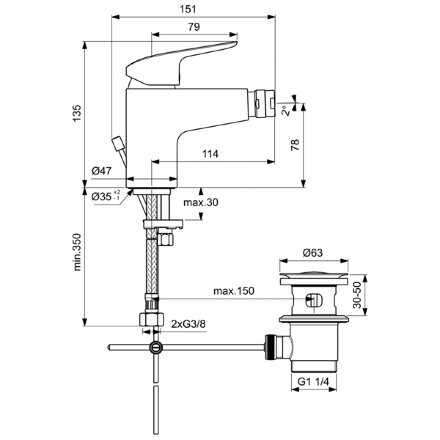 Ideal Standard Ceraflex B1718AA смеситель для биде