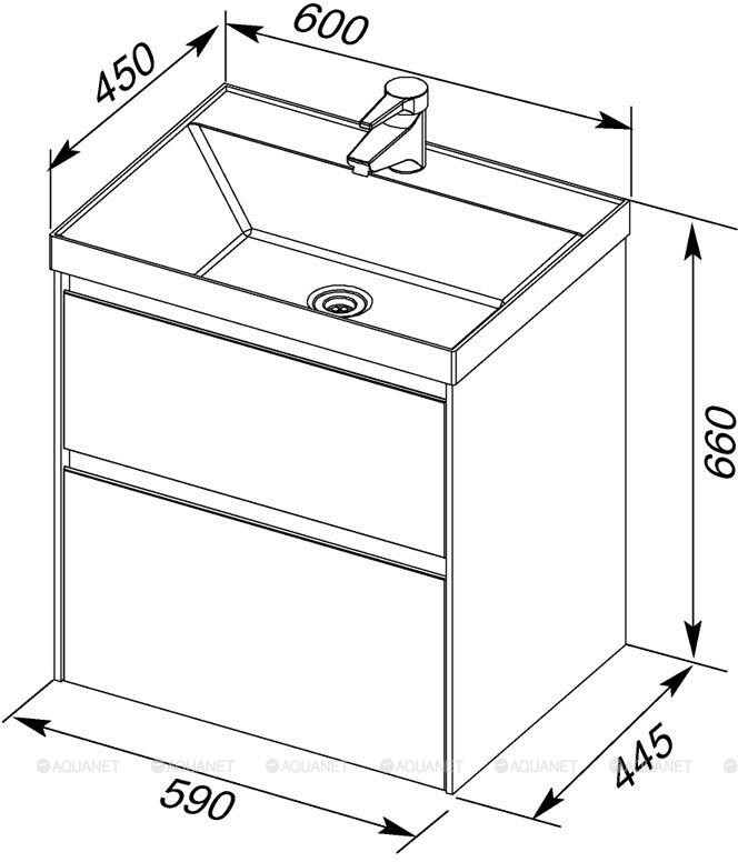 Aquanet Гласс 60 тумба с раковиной подвесная белый 00242522