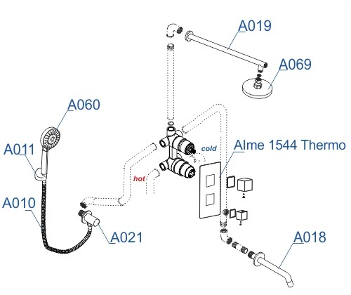 WasserKRAFT A171519 Thermo душевая система скрытый монтаж термостат хром