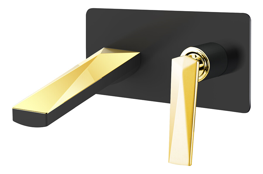 Смеситель для раковины из стены Boheme Venturo Черный / Золото 385-B