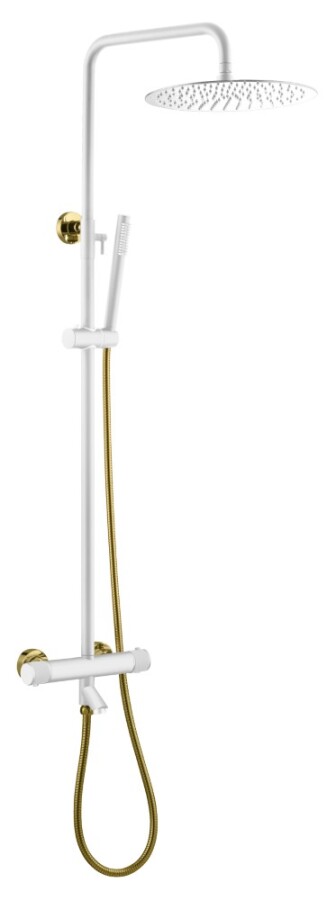 Душевая стойка Boheme Uno с термостатом Белый / Золото 468-T-WG