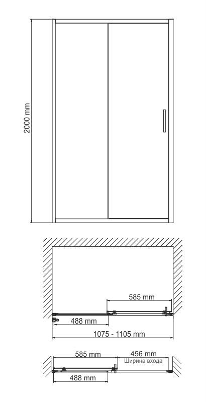 WasserKRAFT Main 41S13 душевые двери 110*200