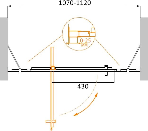 Cezares MOLVENO-BA-12-70+40-C-Cr-IV душевые двери 110*195