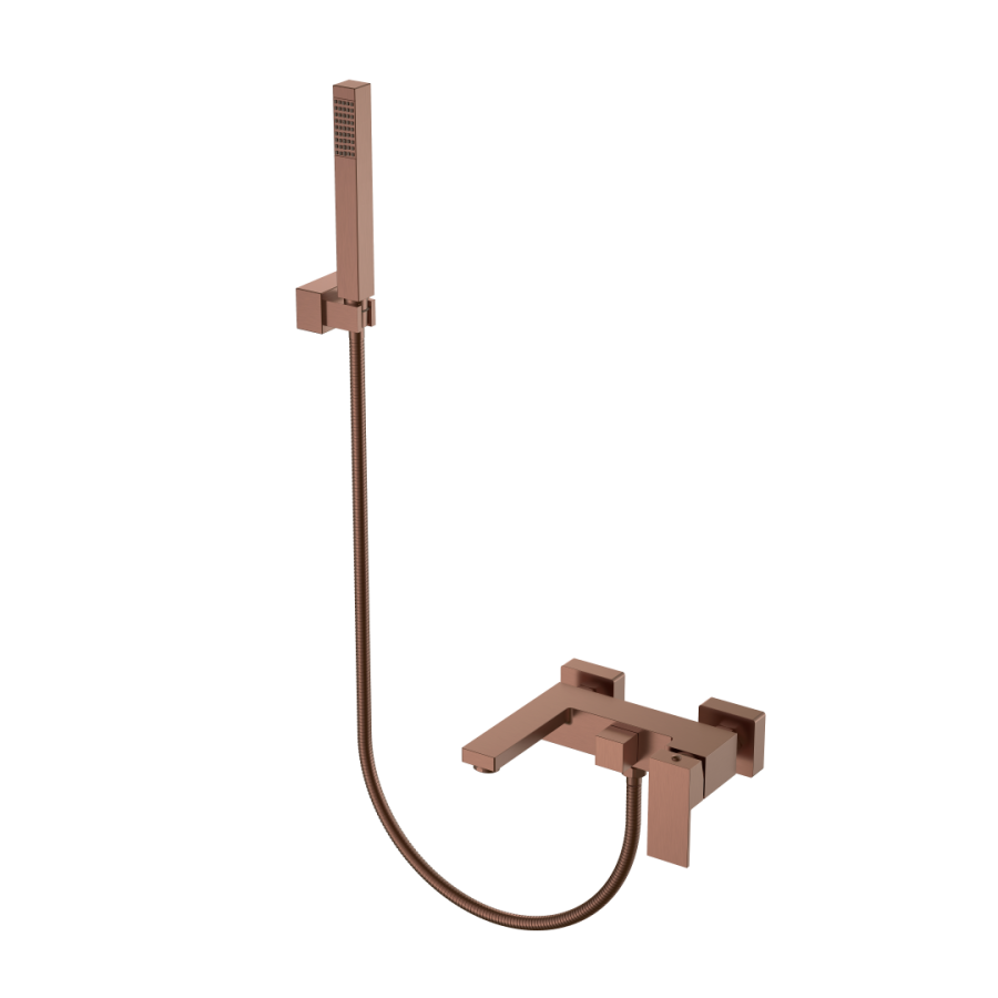 Смеситель для ванны с душевым гарнитуром Boheme Qubic Brushed Bronze 473-BRB