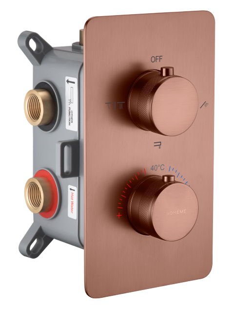 Смеситель встраиваемый с термостатом 3-х проходной Boheme Cell Thermo Brushed Bronze 134-3-BRB