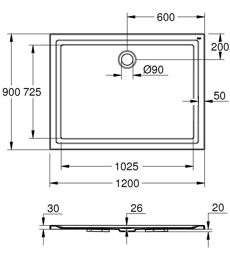 Grohe Universal 39308000 120*90 душевой поддон акриловый