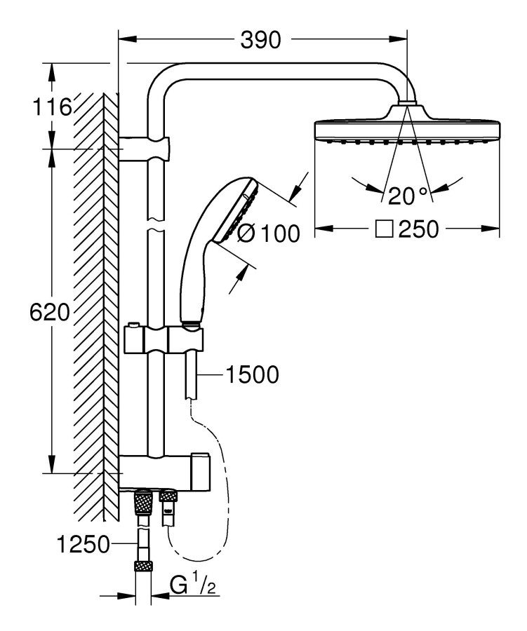 Grohe Vitalio Start 250 26698000 душевая система