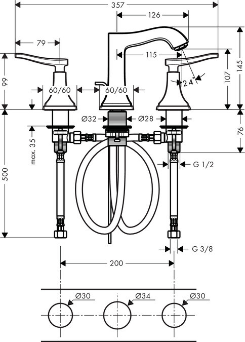 Hansgrohe 31330000 Metropol Classic смеситель для раковины хром