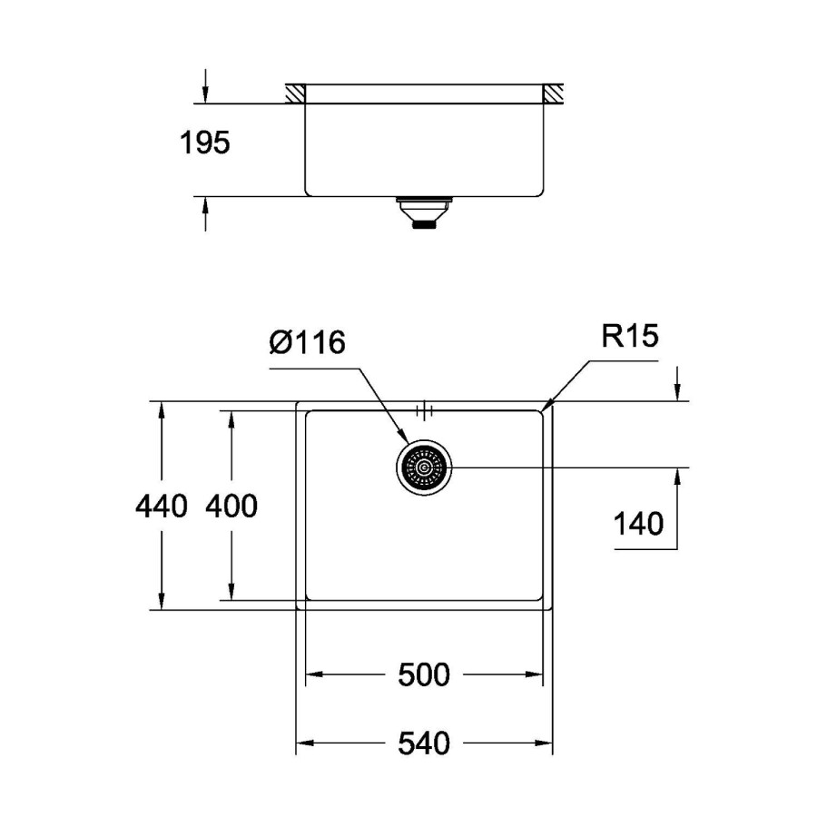 Grohe Cube K700U 50*40 31574AL0 мойка кухонная темный графит матовый