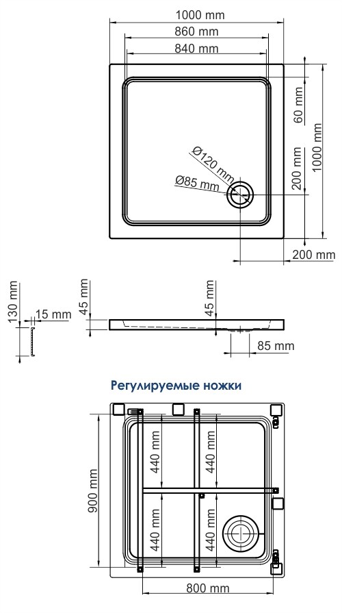 WasserKRAFT Amper 29T19 душевой поддон акриловый 100*100*17,5