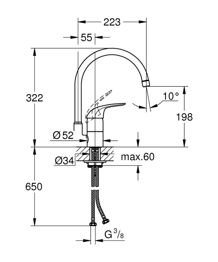 Grohe Euroeco 32752000 смеситель для кухни хром