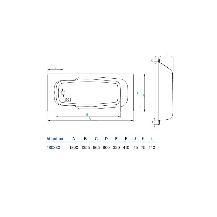 Koller Pool Atlantica 180*80 ванна стальная с anti-slip