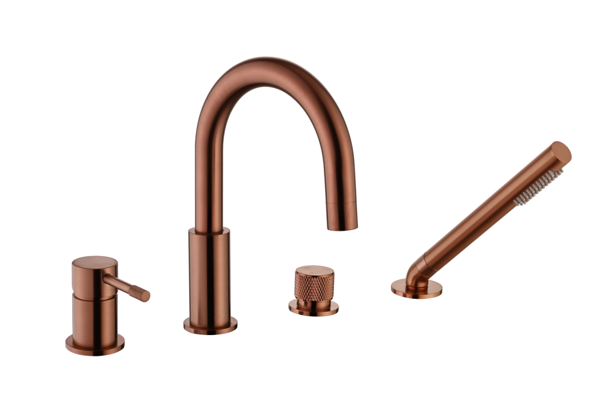 Смеситель врезной на борт ванны Boheme Uno Copper Brushed 460-CB