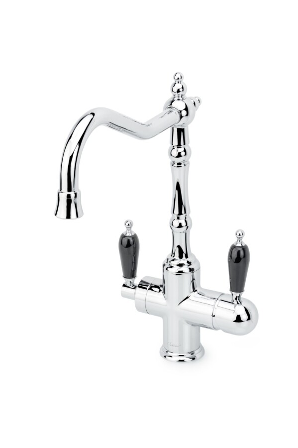 Смеситель для кухни Boheme Kitchen Tradizionale Chromo ручки черная керамика 113-BLC