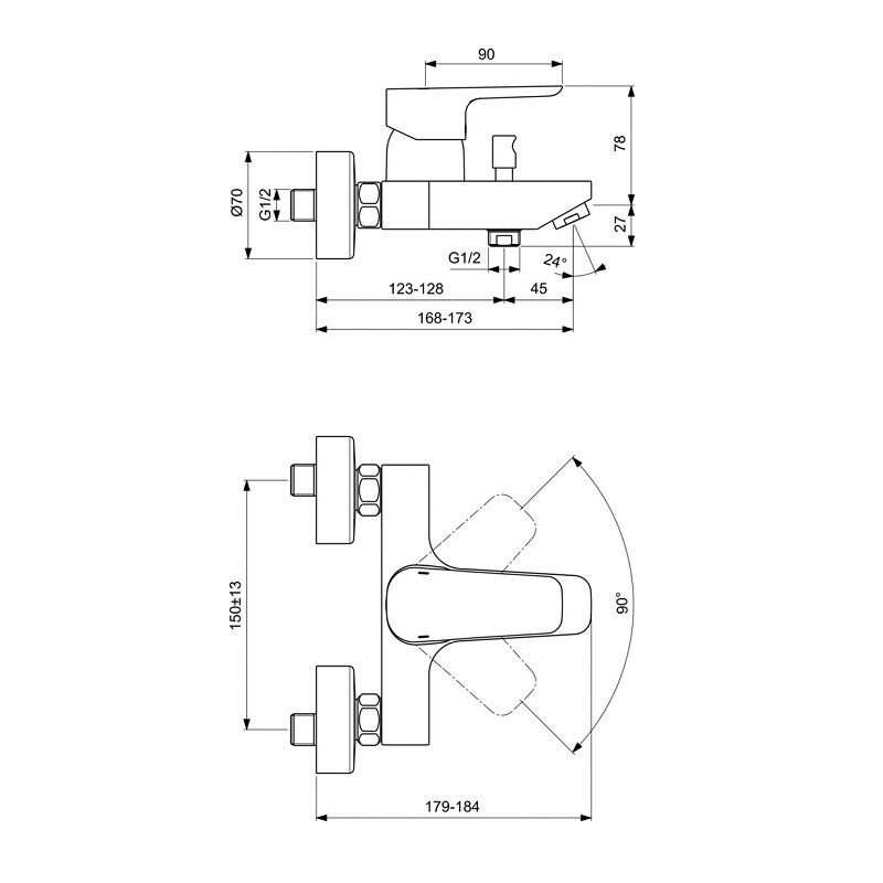 Ideal Standard Ceraplan III BD005AA Набор 3-в-1 Смесители и душевой гарнитур