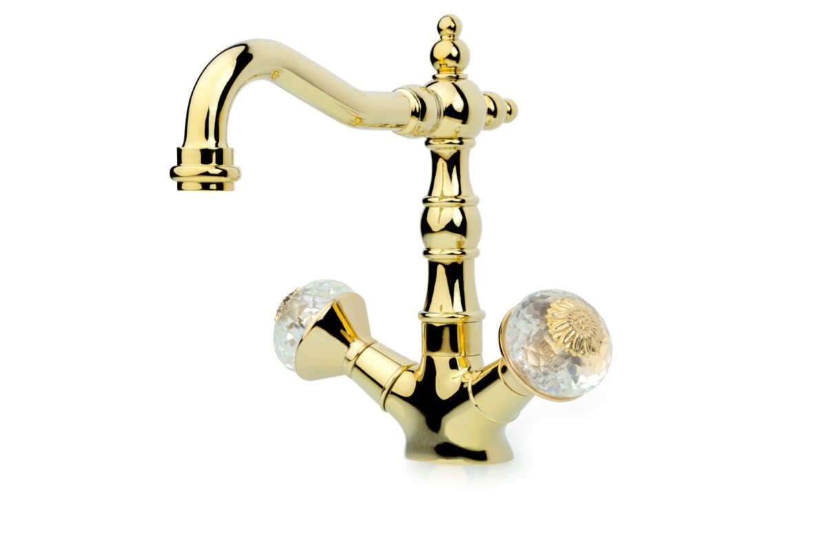 Смеситель для раковины высокий Boheme Flora Золото 292-FL