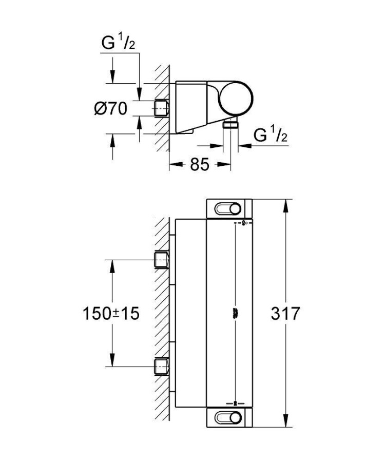 Grohe Grohtherm 2000 34469001 смеситель для душа хром