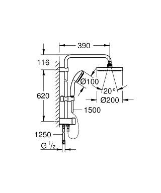 Grohe New Tempesta 200 124410 душевая система