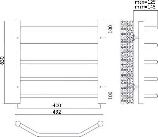 Terminus Виктория полотенцесушитель электрический П5 40*63 L