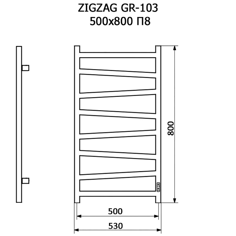 Grois ZIGZAG GR-103 П8 black mat полотенцесушитель электрический 500*800