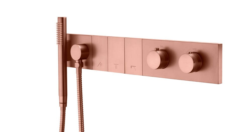 Термостатический смеситель встраиваемый с ручным душем Boheme Zodiac Thermo Copper Brushed 133-SYS-CB