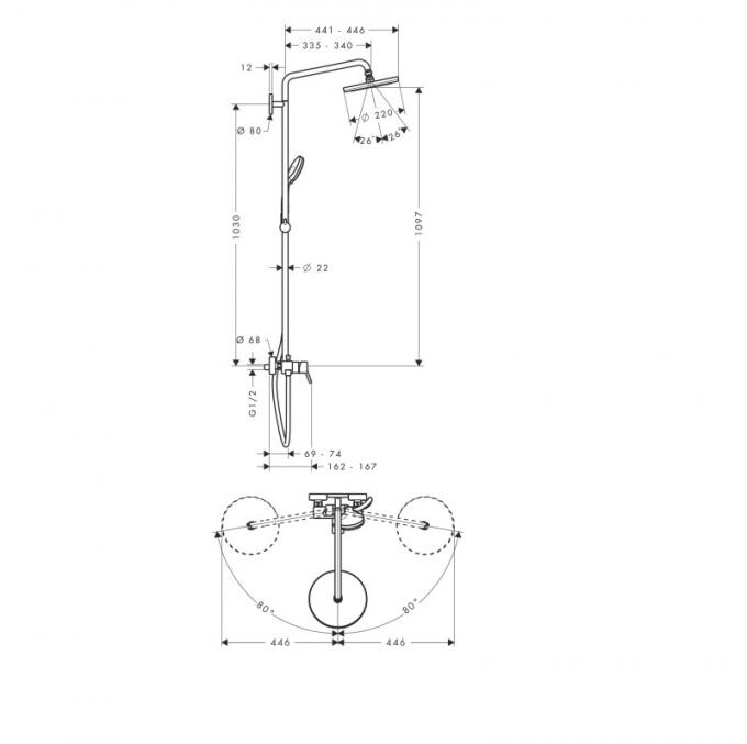 Hansgrohe Croma 27222000 Душевая система без излива