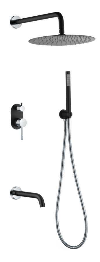 Душевая система с изливом Boheme Uno Черный / Хром 464-2-BCR