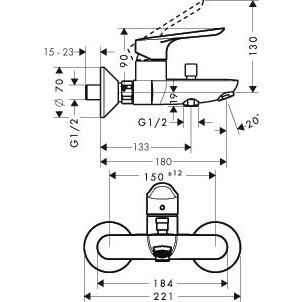 71403000 Hansgohe Logis E Смеситель для ванны