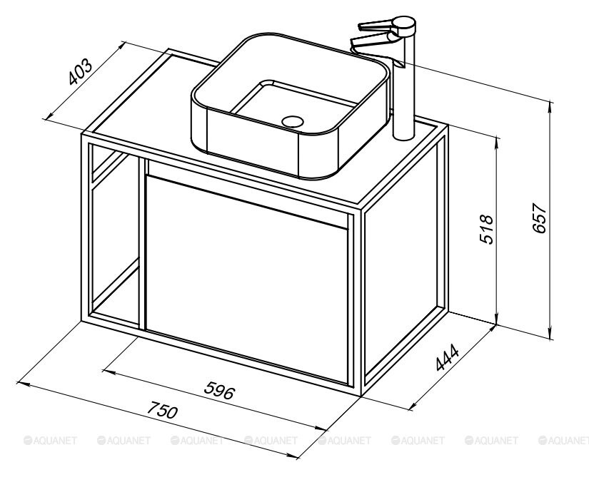 Aquanet Nova Lite Loft 75 R тумба под раковину подвесная белый 00261649