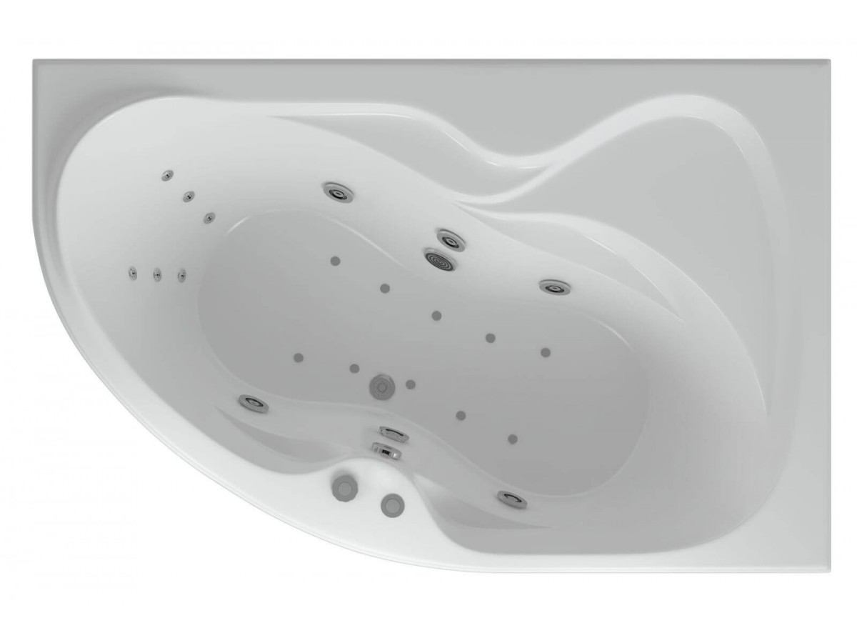 Акватек Вега ванна гидромассажная асимметричная правая стандартные форсунки 170x105 см