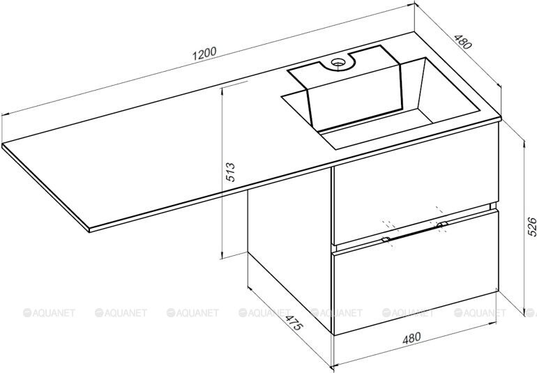 Aquanet Алвита 120 R тумба с раковиной подвесная капучино 00243774