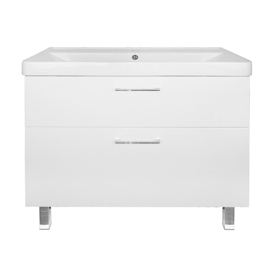 Комплект Тумба Azario Ника 90 Н 900х475х850 напольная, с раковиной Monte 90, белый матовый CS00089956