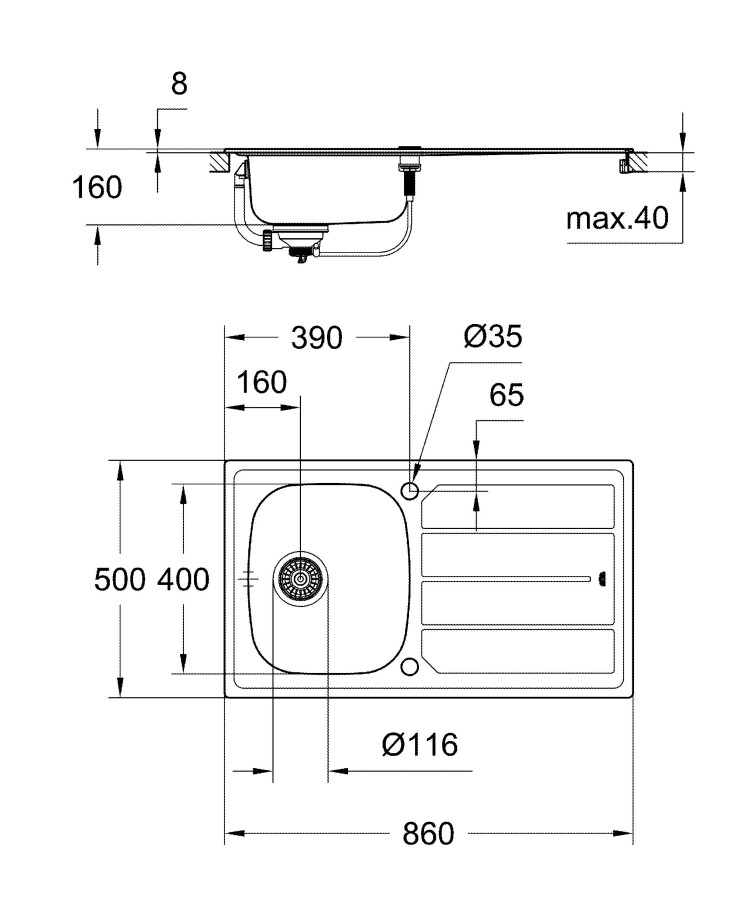 Grohe K200 45-S 86*50 31552SD0 мойка кухонная