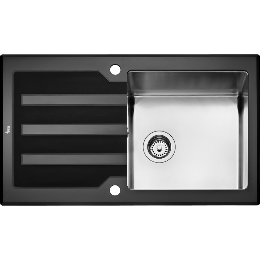 Мойка Teka LUX 1B 1D 86 BLACK 12129012 полированная сталь фацет закалённое стекло черное система Pop-Up 86x51 см