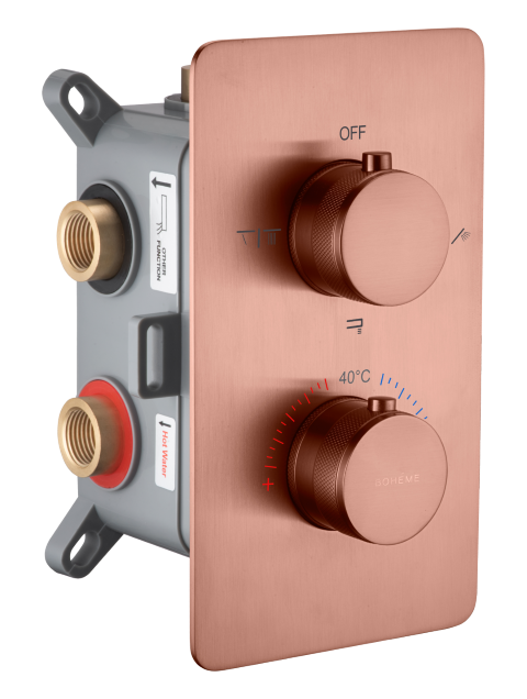 Смеситель встраиваемый с термостатом 3-х проходной Boheme Cell Thermo Copper Brushed 134-3-CB