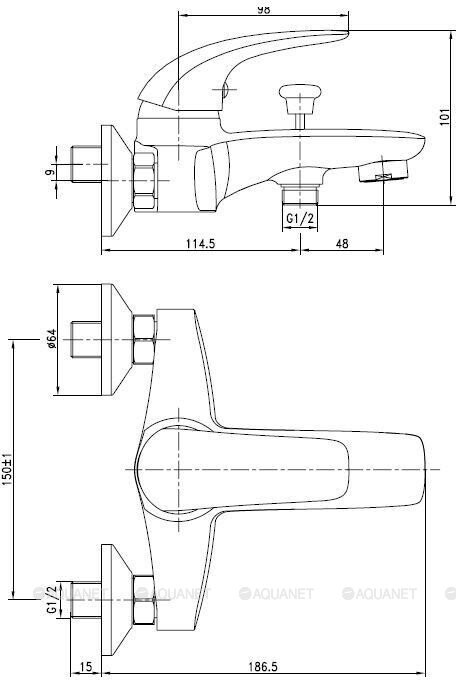 Aquanet Cobra SD90361 смеситель для ванны хром