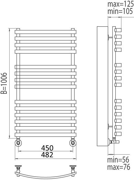 Terminus Капри П14 полотенцесушитель водяной 450*1006