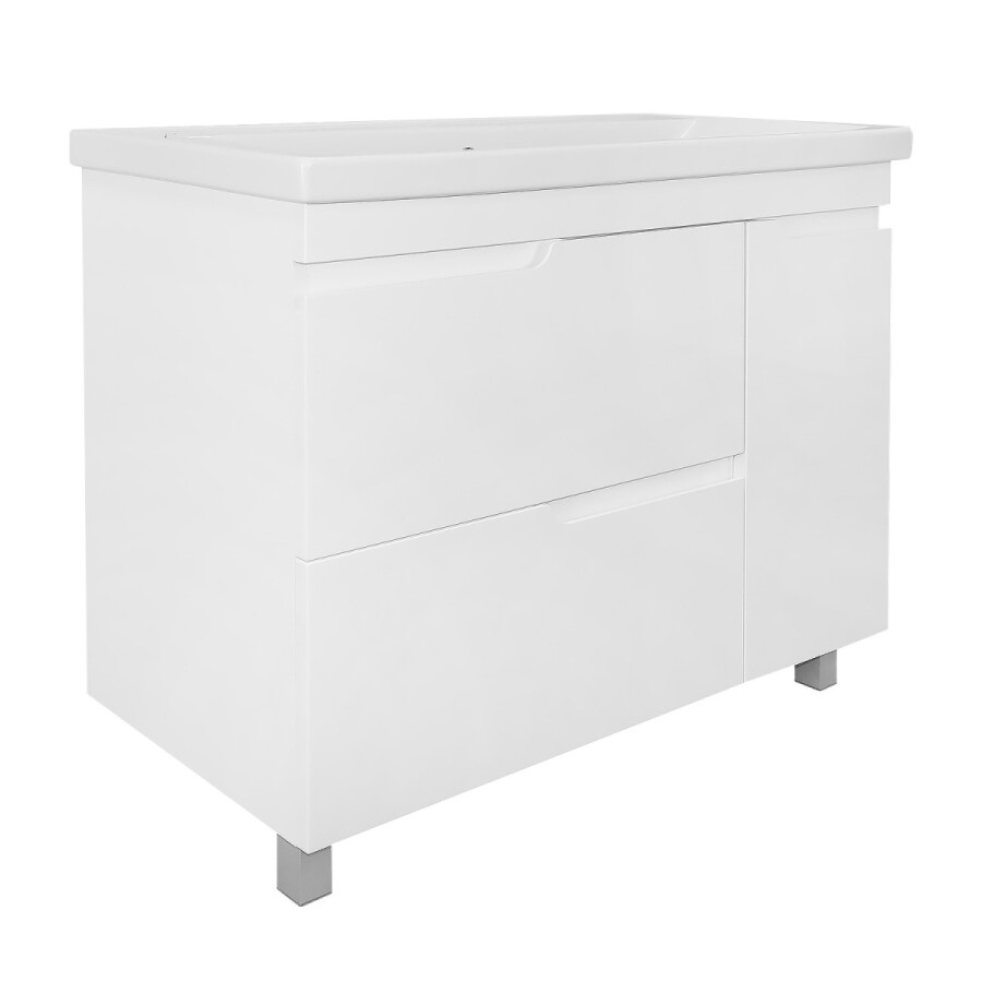 Комплект Тумба Azario KANTRI 100/2Н 1005х455х870 напольная, с раковиной Фостер 100, белый глянец CS00097259