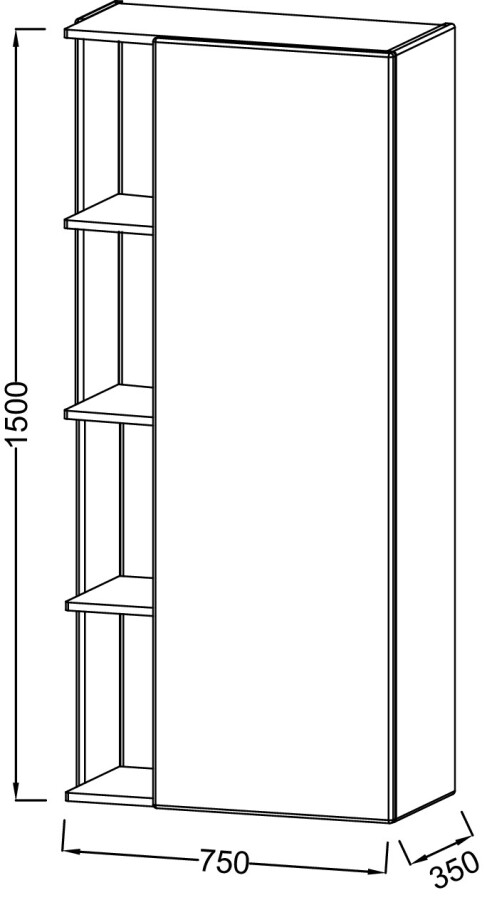 Jacob Delafon Terrace PREMIUM EB1741DRU-G1C Шкаф-пенал подвесной 75 R