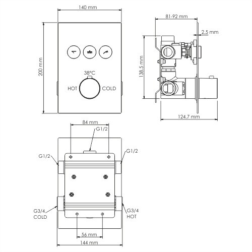 WasserKRAFT Neime 1944 Thermo смеситель для ванны и душа хром