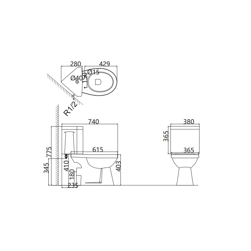 Creo Ceramique Project PR1002S+PR1003D+PR1001S унитаз напольный