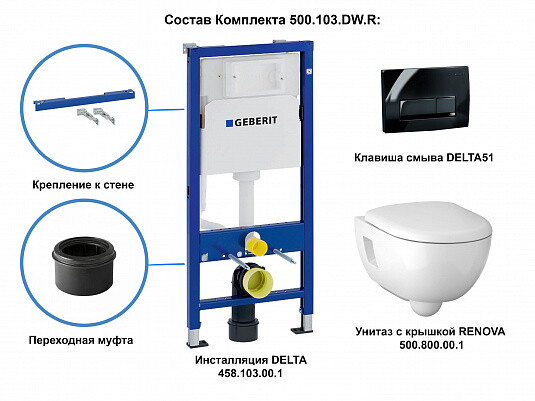 Geberit Duofix Renova 500.103.DW.R унитаз подвесной + инсталляция