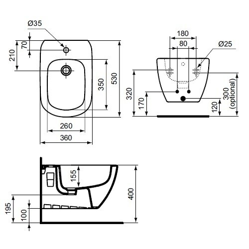 Ideal Standart Tesi T355201 биде подвесное