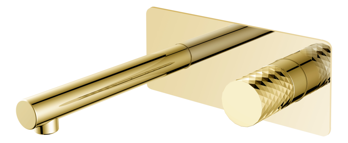 Смеситель для раковины из стены Boheme Stick ручка Diamond Gold 125-GG