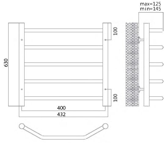 Terminus Виктория полотенцесушитель электрический П5 40*63 R