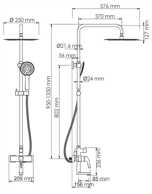 WasserKRAFT A17101 душевая система золото