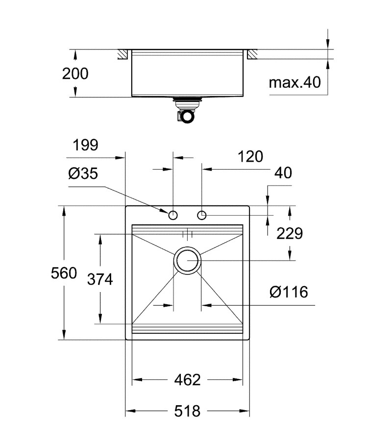 Grohe K800 51*56 31583SD0 мойка кухонная